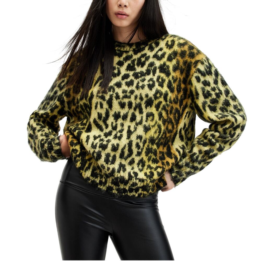 Allsaints Fuzzy Electric Yellow Lex Sweater Size M